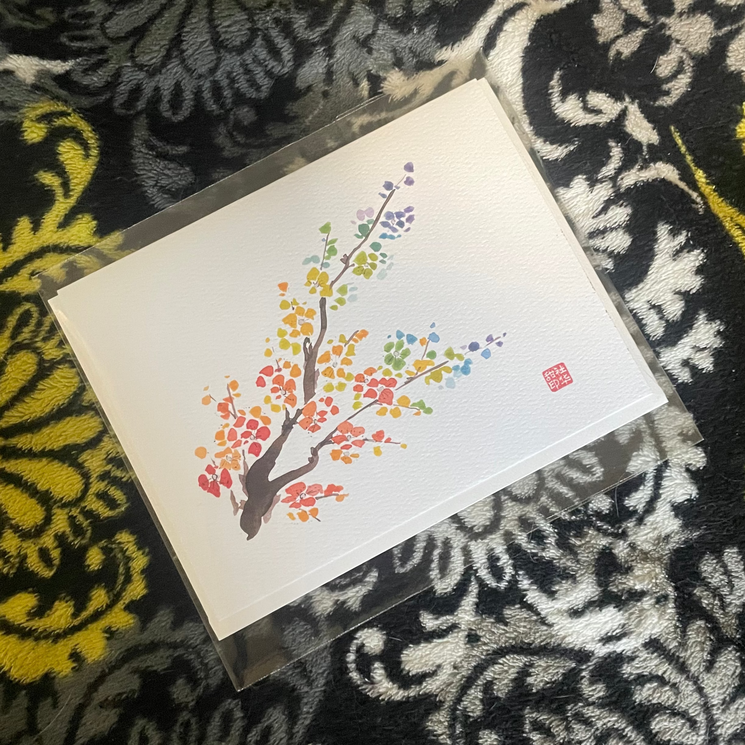 Rainbow Plum Blossom Notecard