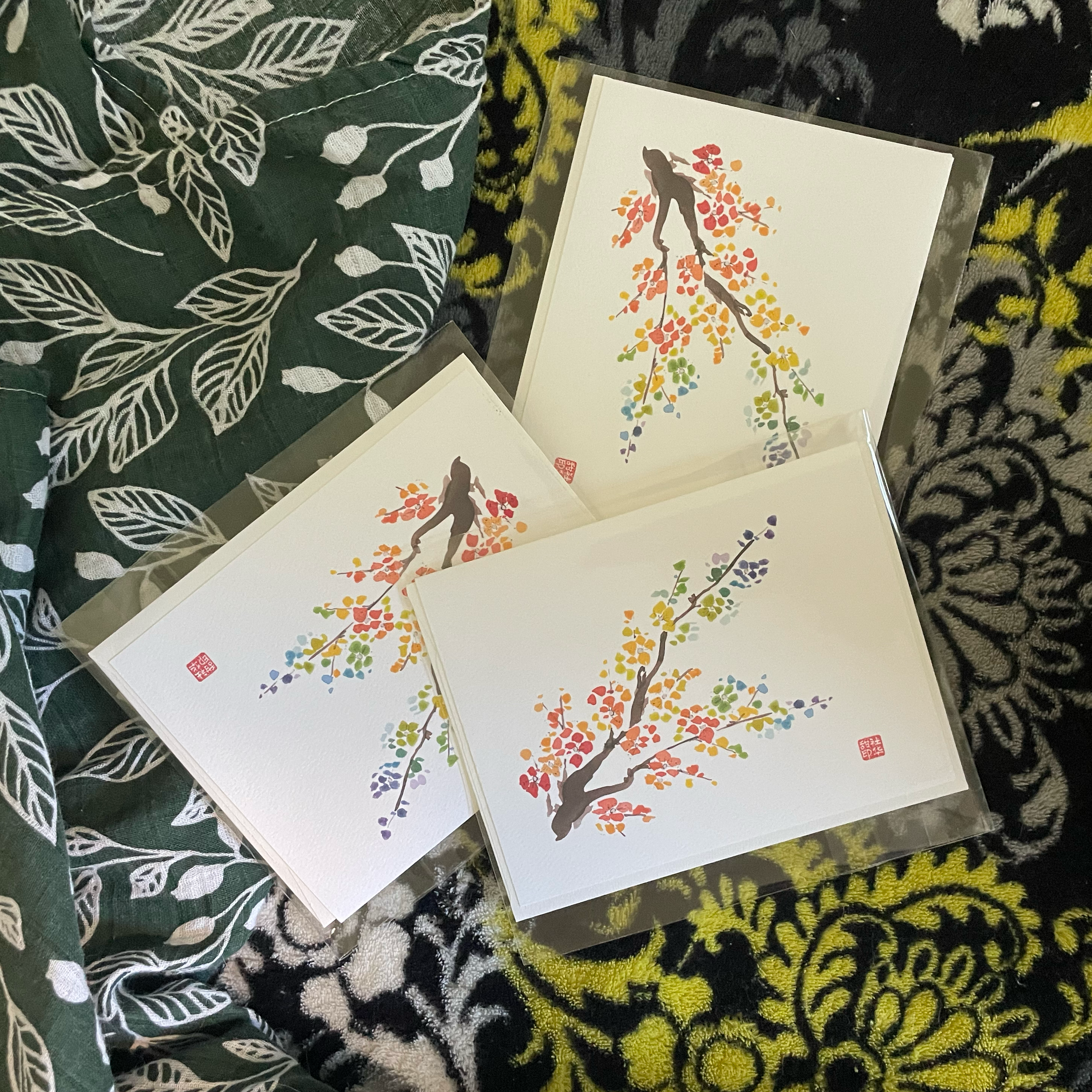 Rainbow Plum Blossom Notecard