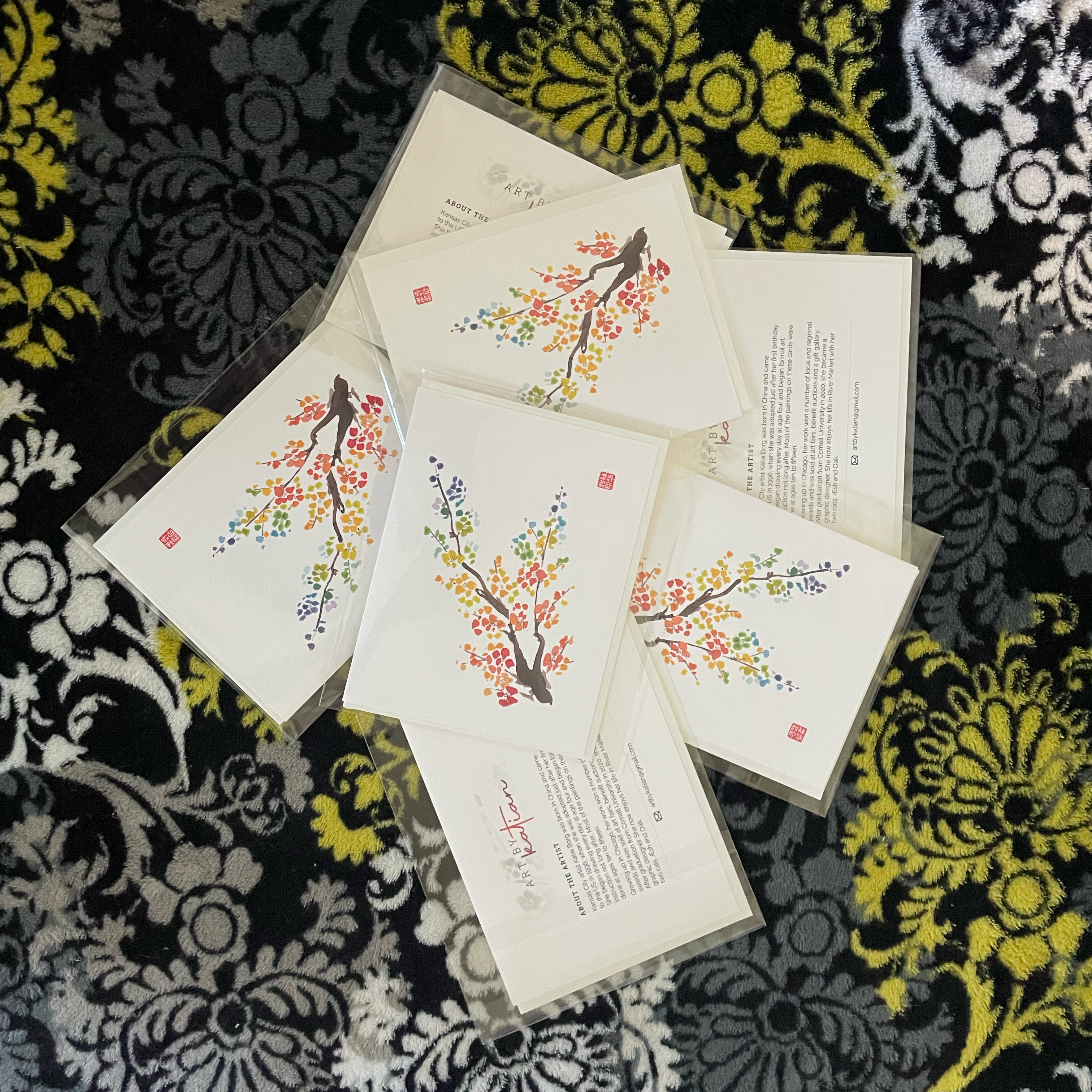 Rainbow Plum Blossom Notecard