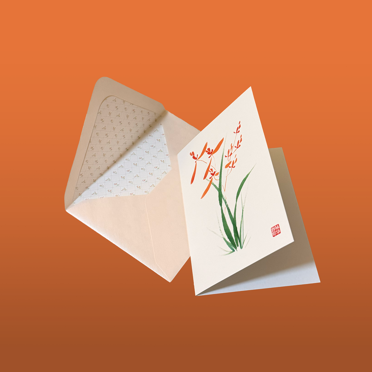 Orchid Card with Patterned Envelope