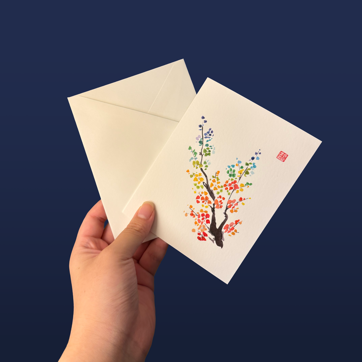 Rainbow Plum Blossom Notecard