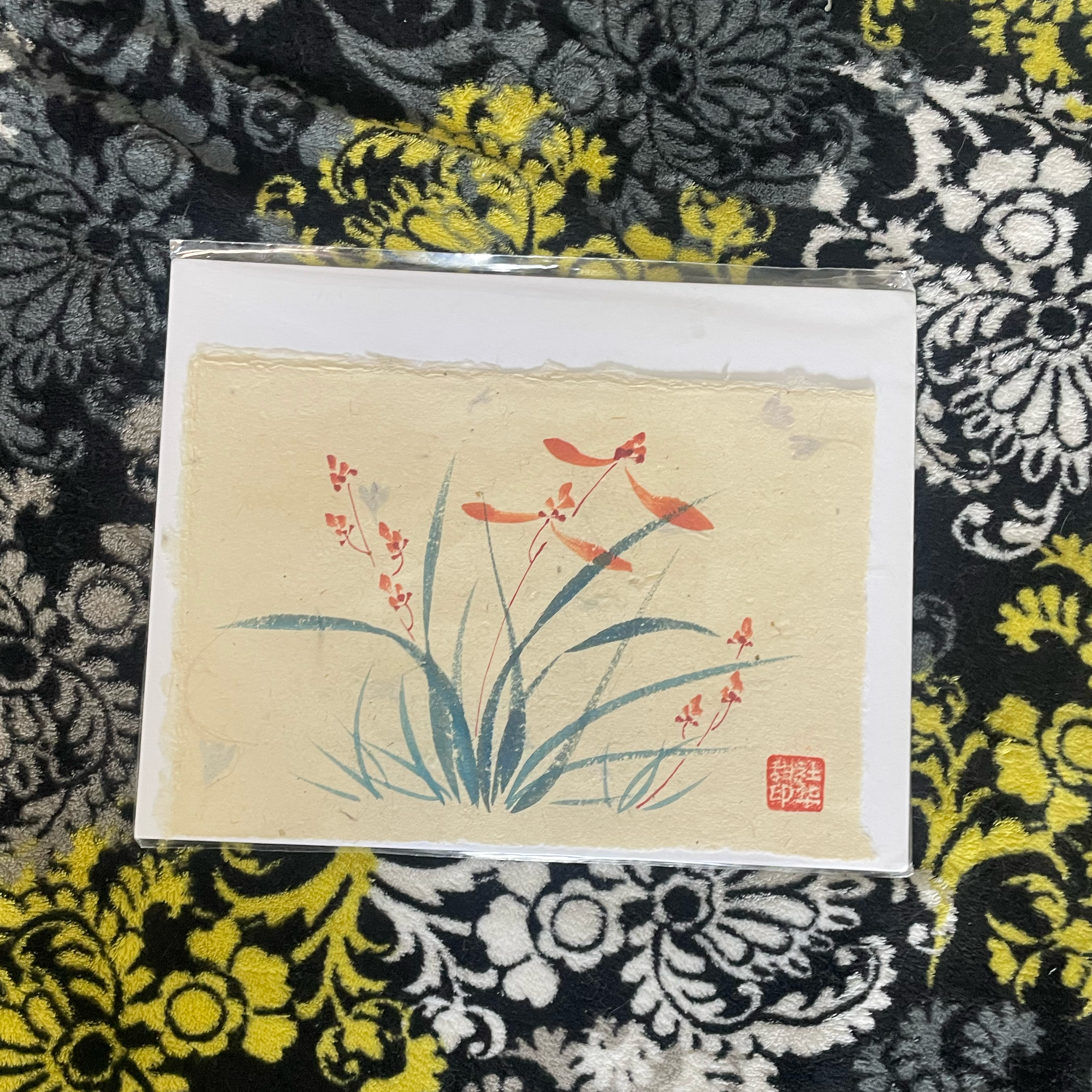Indigo & Tangerine: Original Watercolor Painting