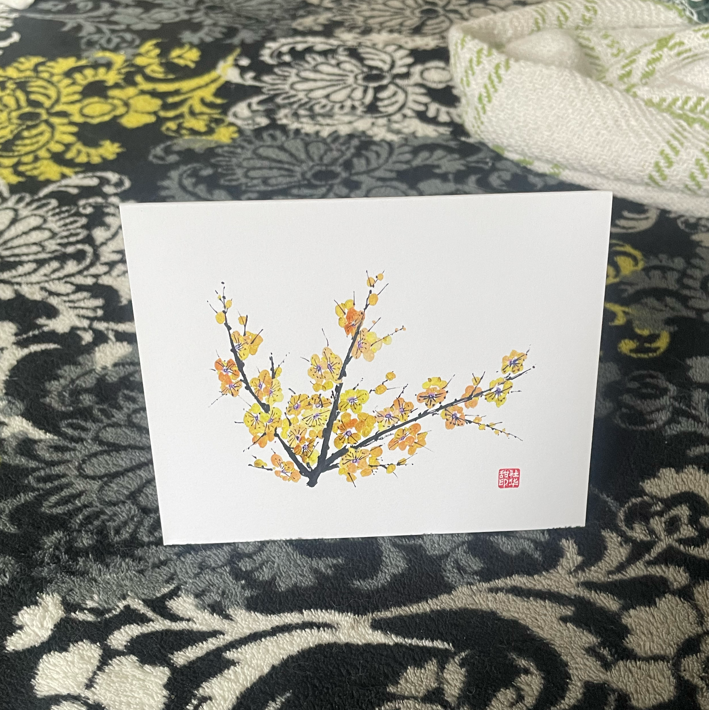 Premium Printed Full Plum Blossom Notecard