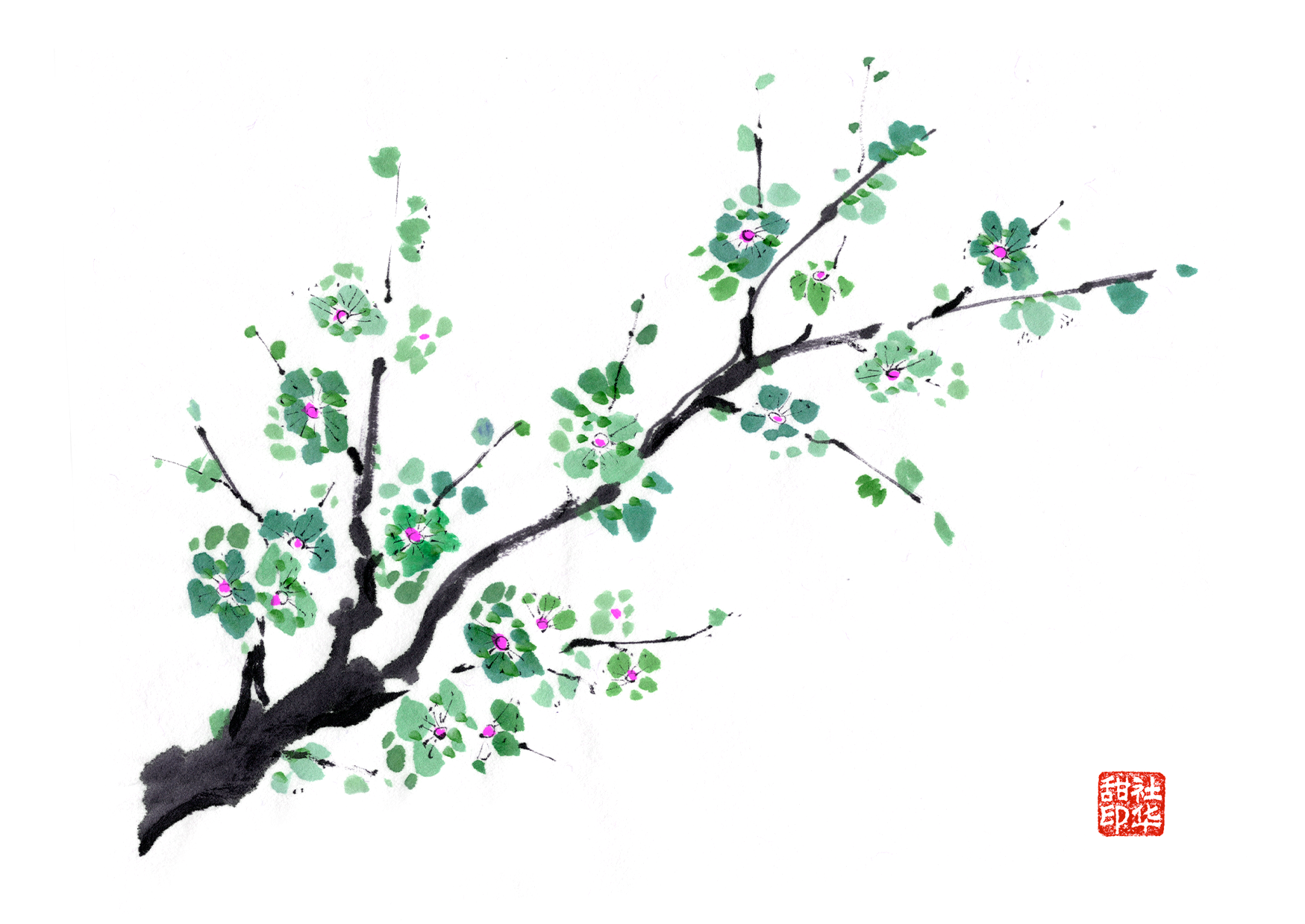 Plum Blossom Notecard 1
